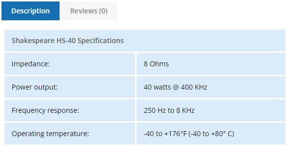 HAILER WATTS 40W/80OH