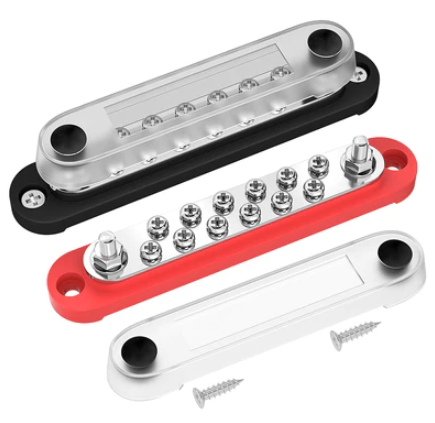 BUSBAR TERMINAL BLOCK W/COWER 12WAY BLK