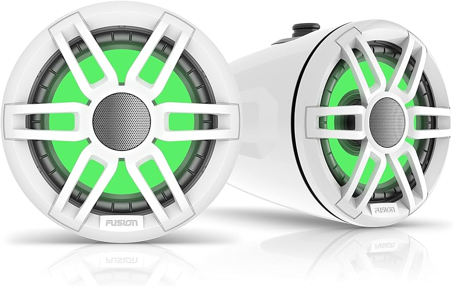 Fusion® XS Series Marine Wake Tower Speakers 6.5" 200-Watt Sports White Marine Wake Tower Speaker with RGB LED Lighting