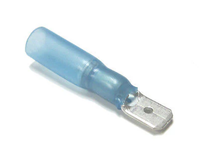 HEAT SHRINK SPADE TERMINALS 6.35X2MM BLU