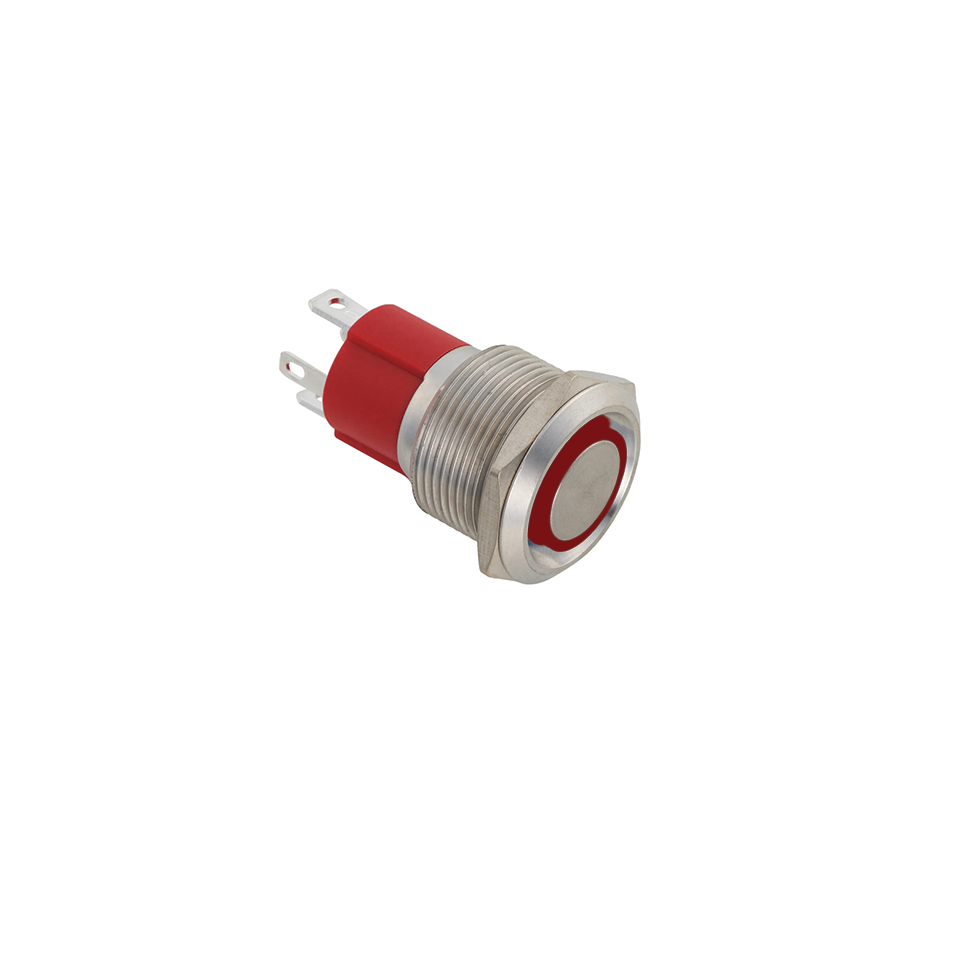 SWITCH 19MM LATCHING. RED 12/24V W/C
