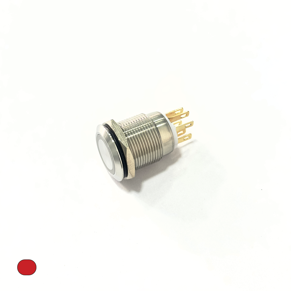 SWITCH 19MM MOMENTORY. RED 12/24V NO/C