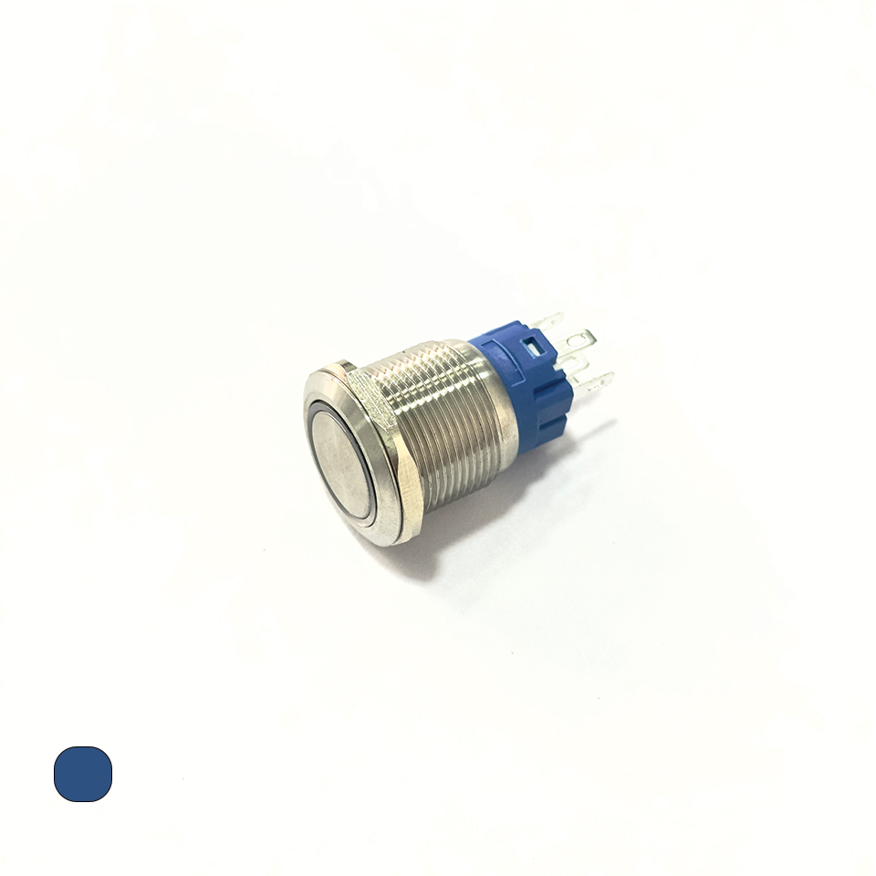 SWITCH 19MM LATCH. BLUE 12/24V W/C