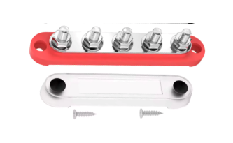 [BB150-T5M8-C-R] BUSBAR TERMINAL BLOCK HD RED 5XM8