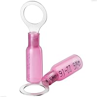 [HS-R1.25X10-PNK] HEAT SHRINK RING TERMINALS 1.25X10MM PNK
