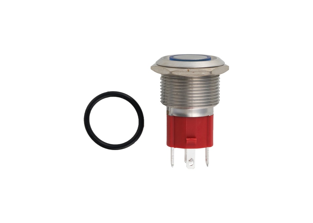 SWITCH 19MM MOMENTORY. BLUE 12/24V W/C
